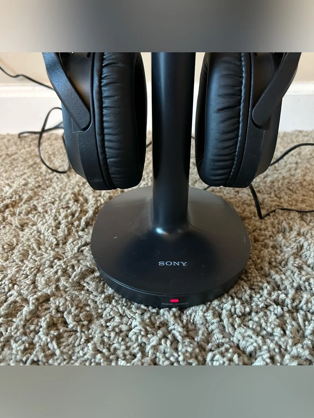 Sony WH-RF400 Black Wireless Home Theater Headphones RF Transmitter Dock (Works)
